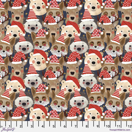 Christmas Squad: Wild Santa - Navy (1/4 Yard)