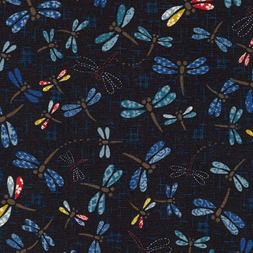 Sevenberry Kasuri: Dragonflies Blue (1/4 Yard)