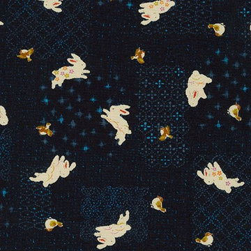 Sevenberry Kasuri: Bunnies Blue (1/4 Yard)