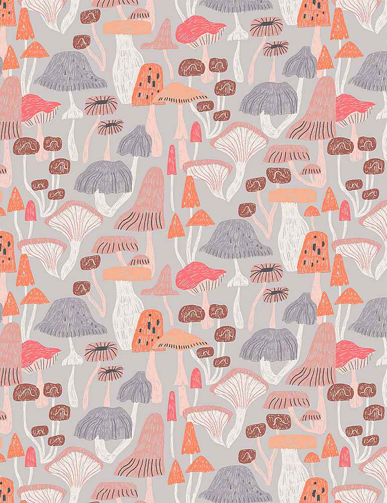 New Here: Mushrooms in Fog (1/4 Yard)