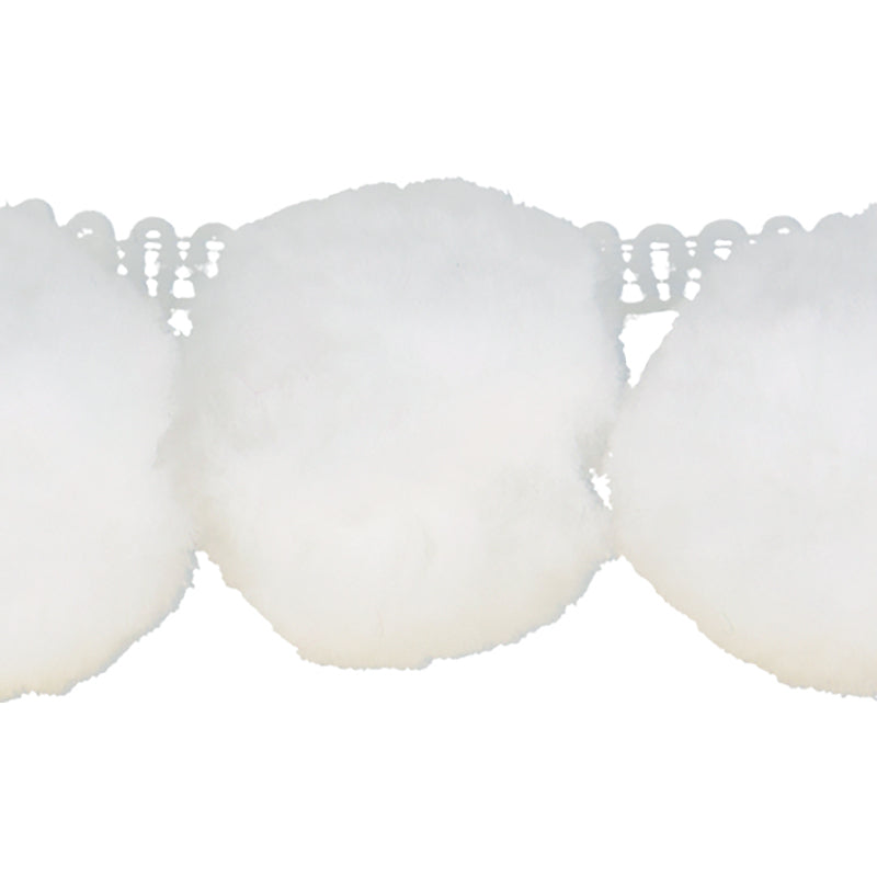 Jumbo Ball Fringe 50mm- White (1/4 Yard)